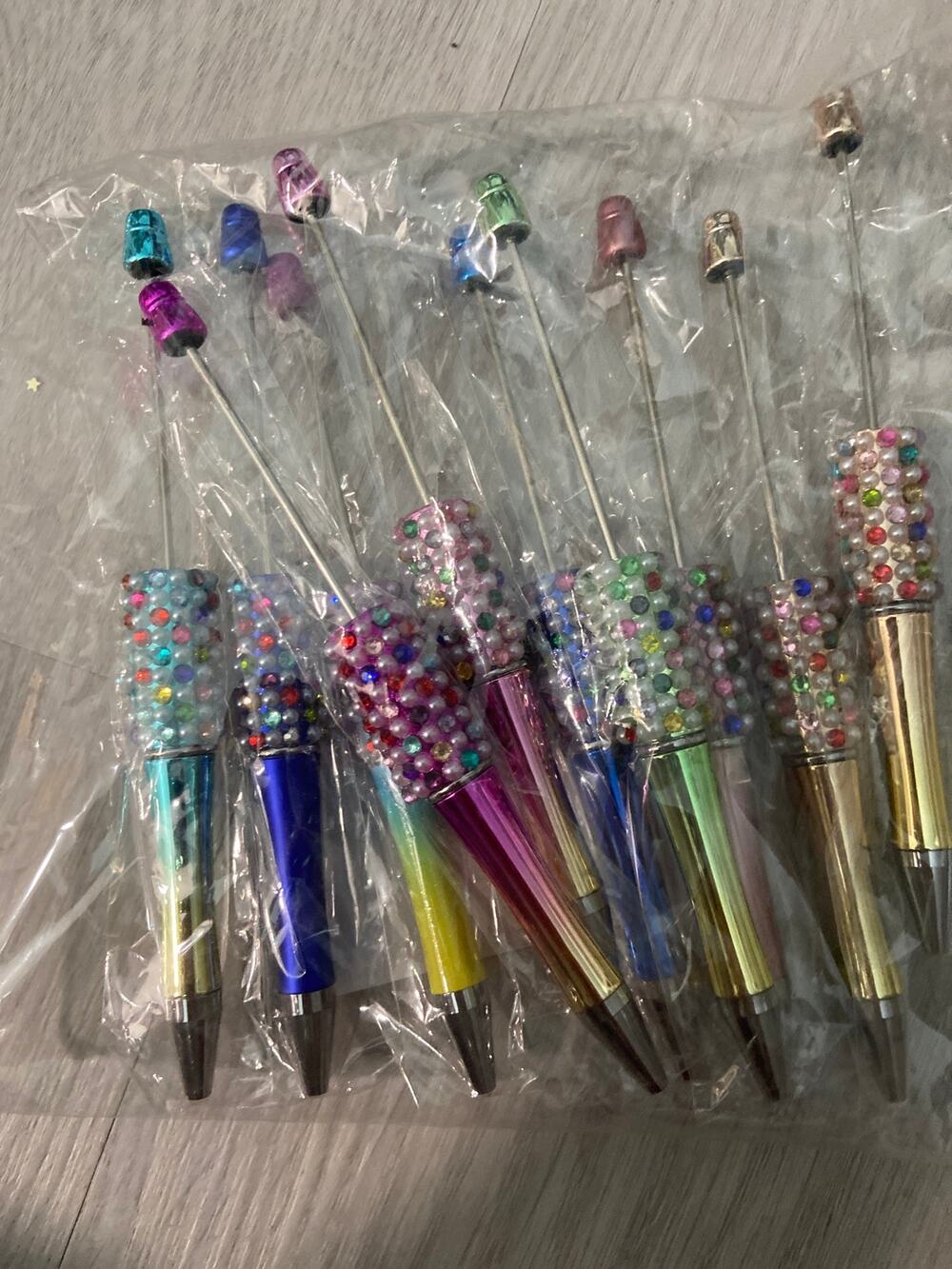 10 piece beadable faux pearl pens colorful
